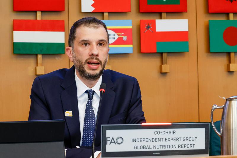 Giacomo Zanello, Co-Chair of the Global Nutrition Report's Independent Expert Group, details key findings from the 2026 Global Nutrition Report. Photo: ©FAO/Pier Paolo Cito